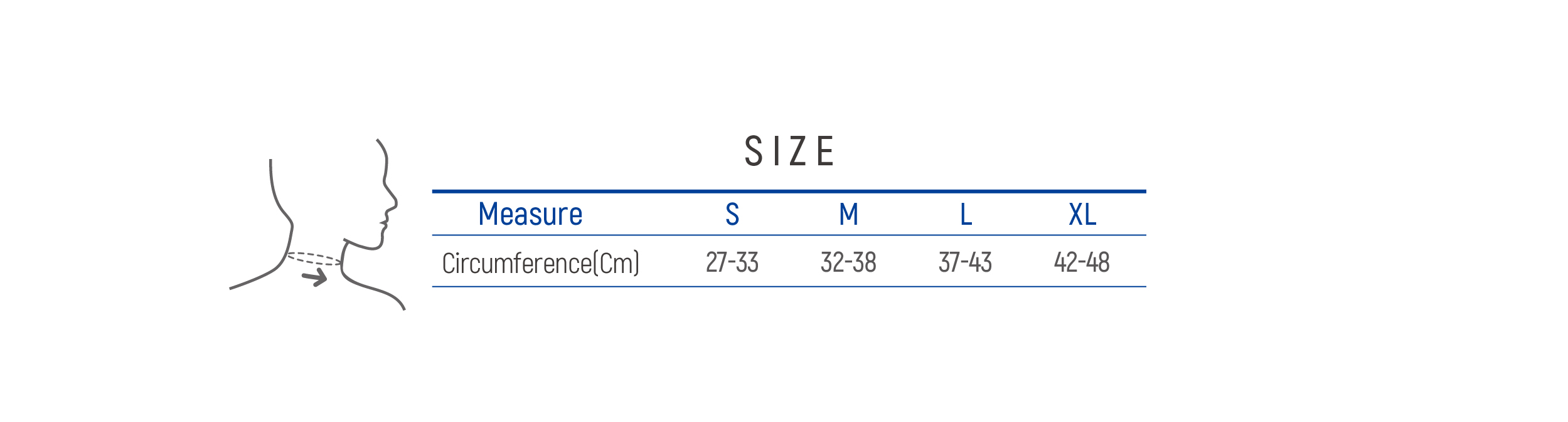 Soft Cervical Collar sizes and measurements
